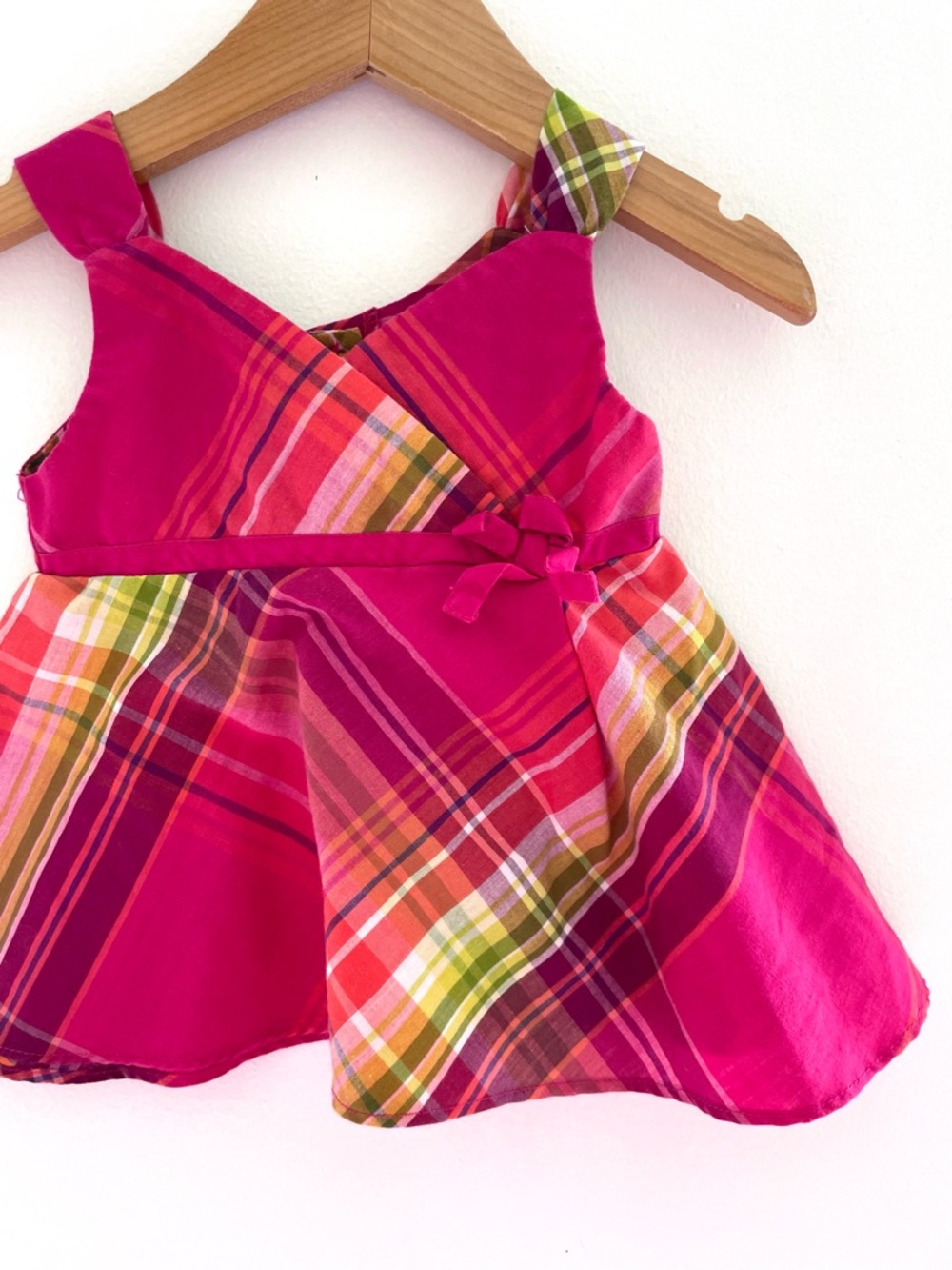 5/$20💥Raspberry Plaid Fit & Flare Sleeveless Dress, Tropical Fruit Colours, Bow